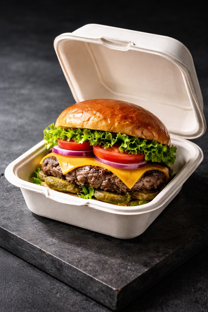 Bagasse Clamshell Containers (Takeaway Food Boxes)